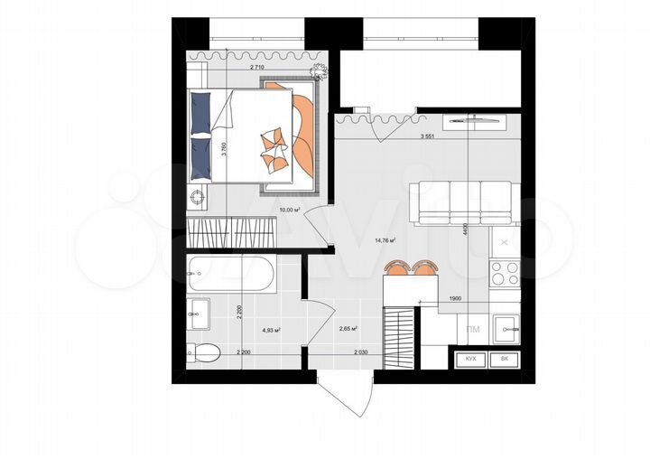 1-к. квартира, 36,2 м², 4/19 эт.
