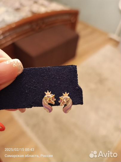 Детские серебряные серьги с эмалью