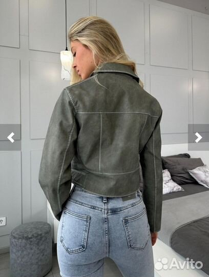 Кожаная куртка косуха женская