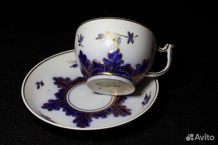 Чайная пара Вербилки винтаж Барбарис синий