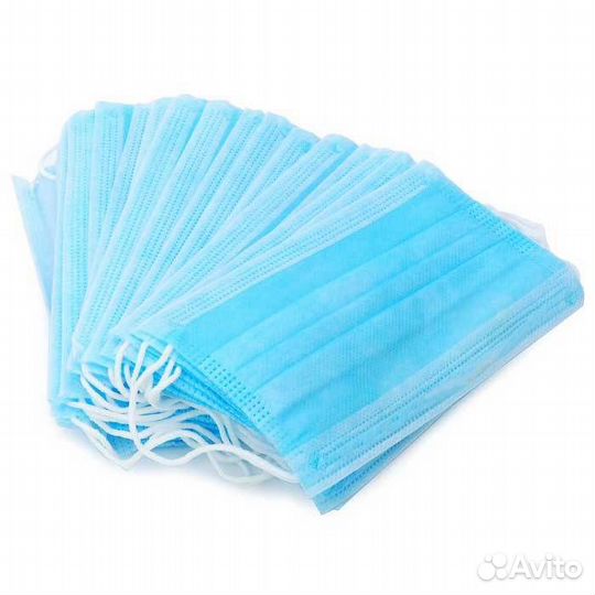 Маски одноразовые голубые 50 шт