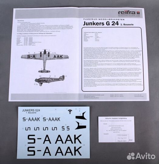 Самолет Junkers G24 1. Bauserie reifra 2013 г. в