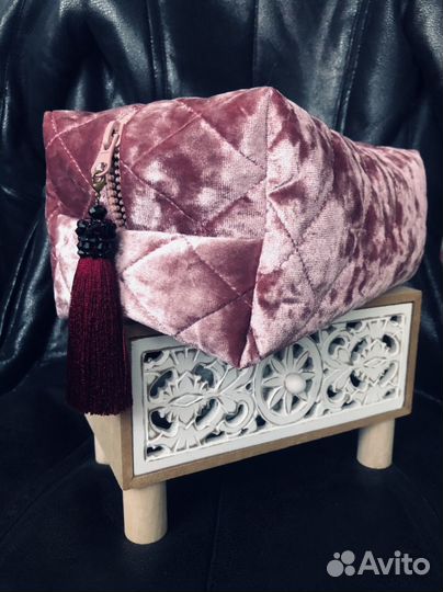 Косметичка бархатная с шёлковой кистью