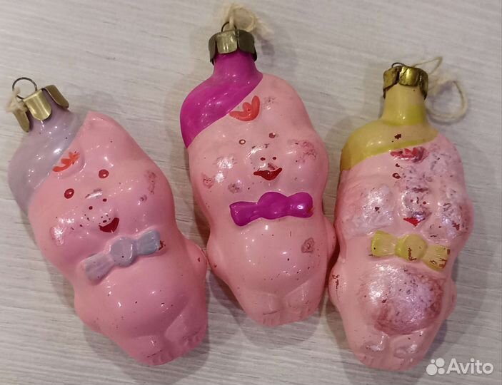 Набор три поросёнка. Ёлочные игрушки СССР