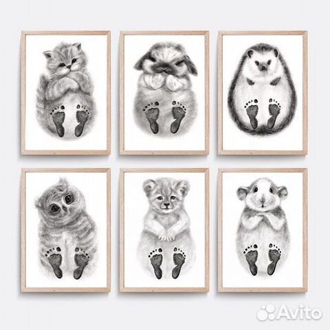 Отпечаток ножек для малыша картина новорожденные