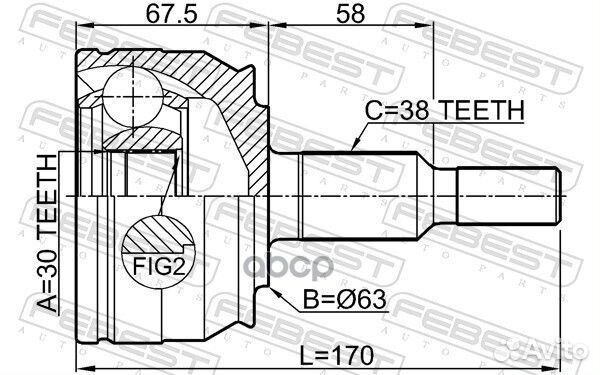 ШРУС наружный 30X63X38 2310T6 Febest