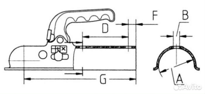 Замковое устройство прицепа d60 1400/100 кг K 14