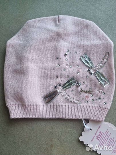 Шапка для девочки стрекозы стразы