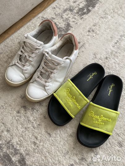 Кеды кожа calvin klein, шлепки pepe