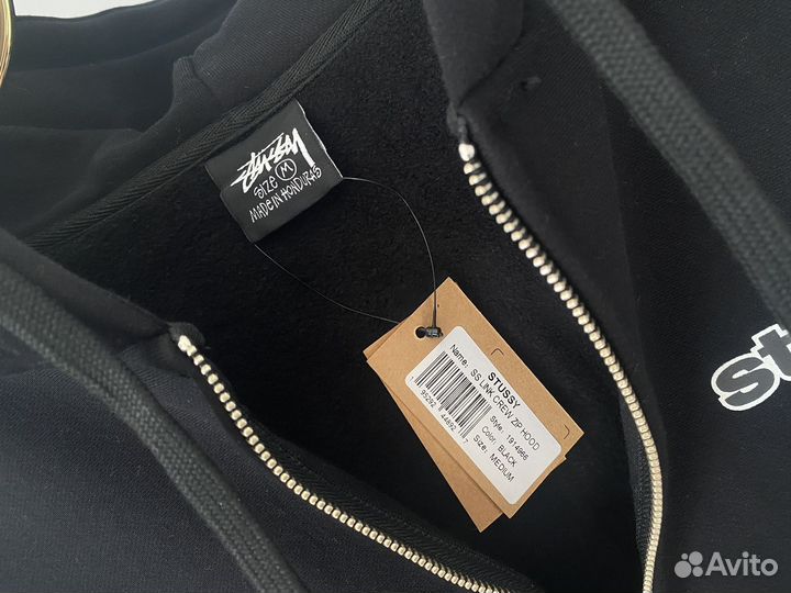 Зип худи Stussy черная оригинал