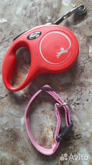 Поводок рулетка+ошейник