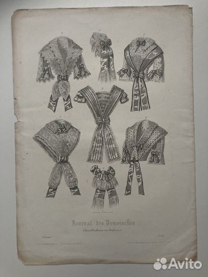 Антикварная гравюра 1855 года Франция