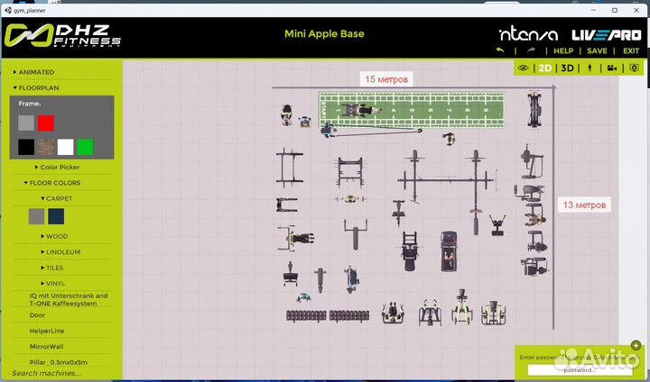 22 тренажёра для зала 200 кв