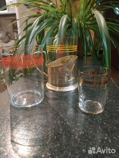 Стаканы тонкое стекло+ подстаканник СССР