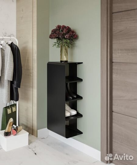 Полка для обуви, обувница, 80,5х35х26см, черная