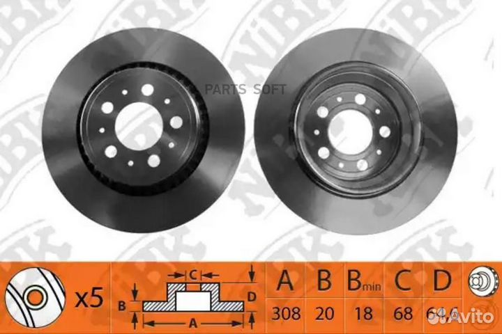 Nibk RN1181 Диск тормозной volvo XC90 02- задний