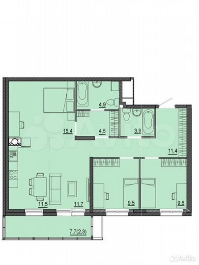 4-к. квартира, 84 м², 10/25 эт.