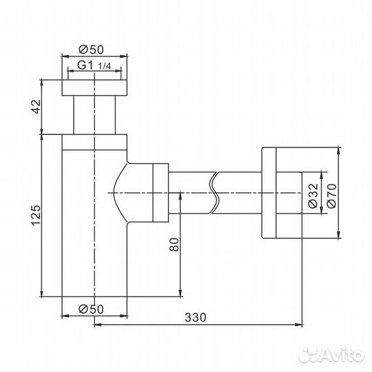 Сифон для раковины Rose RS22H, черный