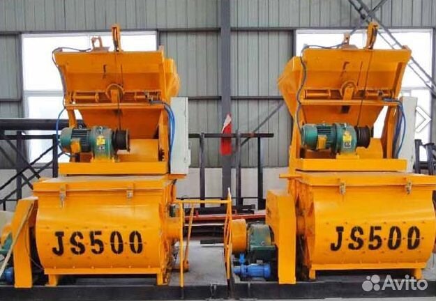 Двухвальный бетоносмеситель со скипом JS-500