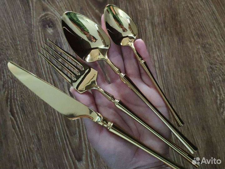 Столовые приборы золото 18 предметов