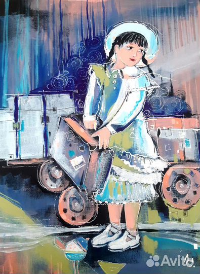 Картина холст на картоне, масло