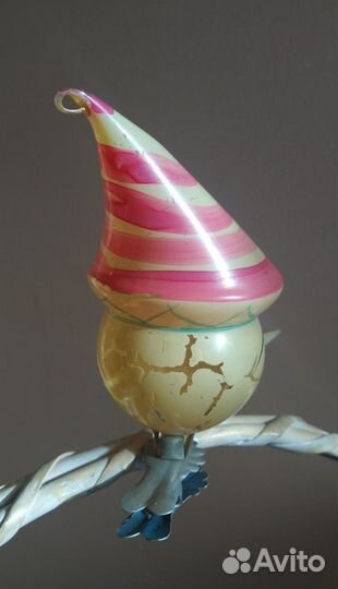 Елочная игрушка СССР Буратино на прищепке 1958 г