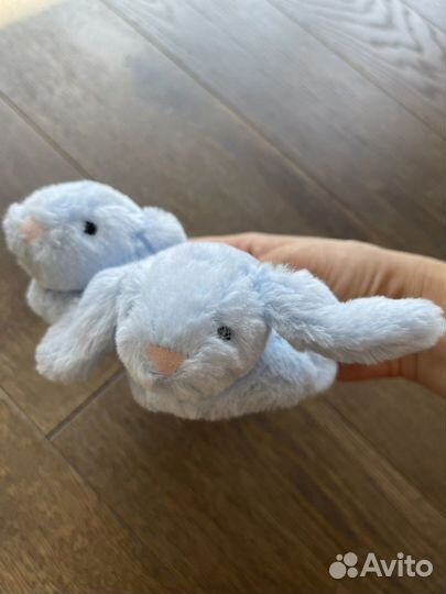 Пинетки Jellycat зайки, голубые, розовые