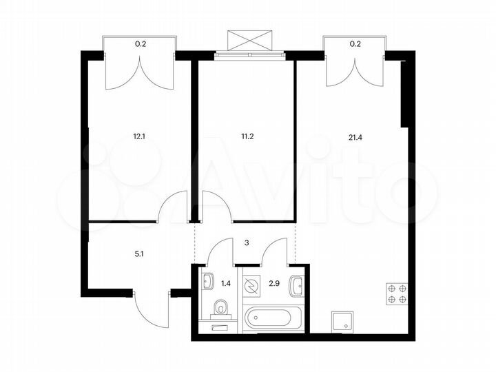 2-к. квартира, 57,5 м², 10/13 эт.