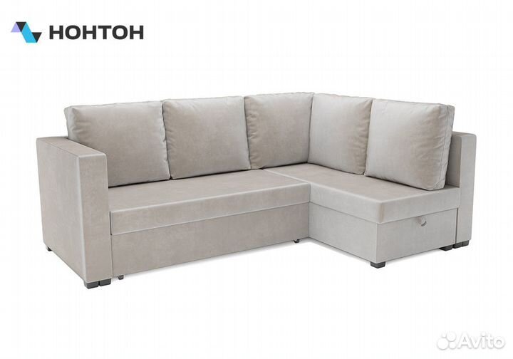 Диван угловой дельфин Мансберг вельвет бежевый