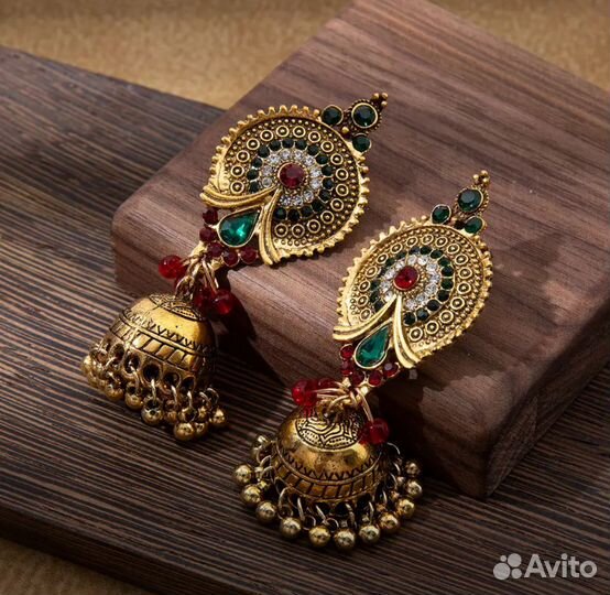 Индийские украшения, серьги, джумки