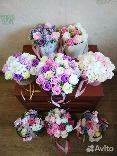 Букеты из мыльных роз на подарок к 1 сентября