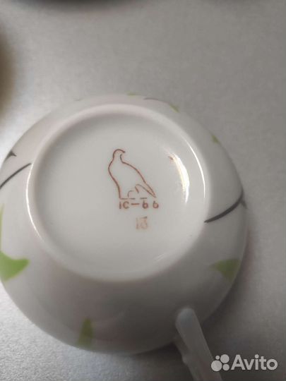 Чайный сервиз Пальма, фарфор золочение Дулево СССР