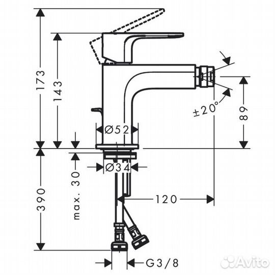 Hansgrohe Rebris E Смеситель/ биде 72211000