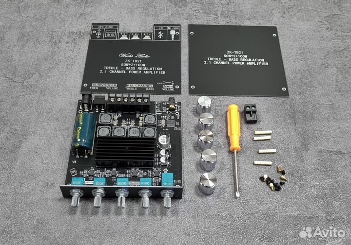 Стерео усилитель ZK-TB21, 2.1, 2х50 Вт + 100 Вт
