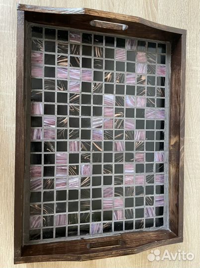 Поднос деревянный с мозайкой