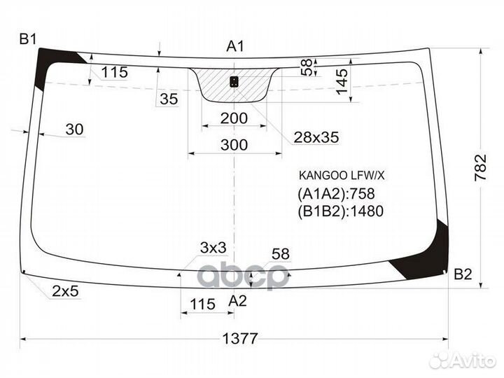 Стекло лобовое renault kangoo 97-07 kangoo LFW