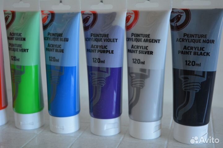 Акриловые краски для творчества 120 мл. Ашан