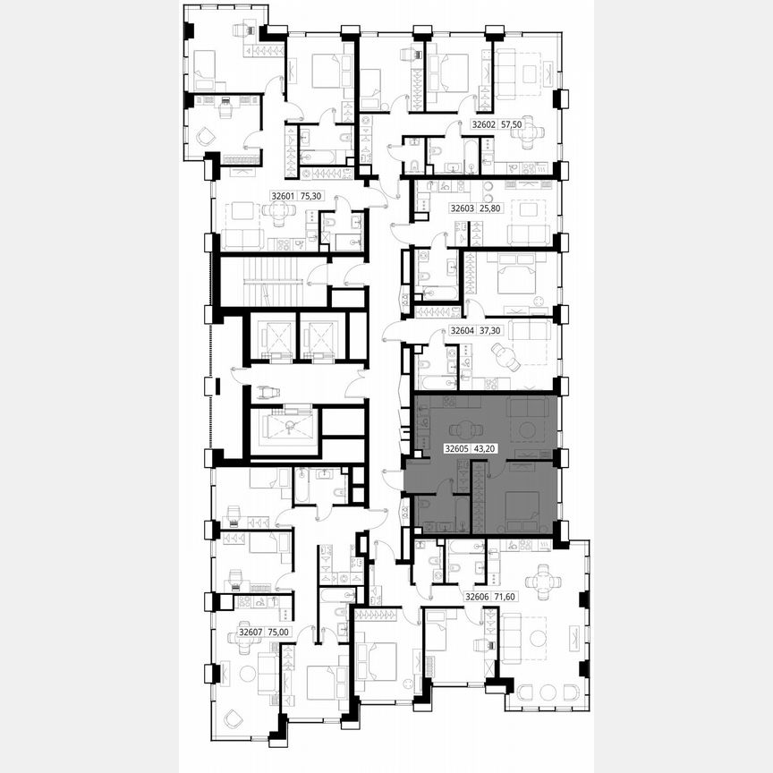1-к. квартира, 43,2 м², 26/28 эт.