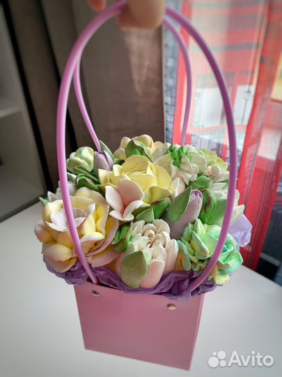 Цветы из зефира, зефирные букеты, зефир