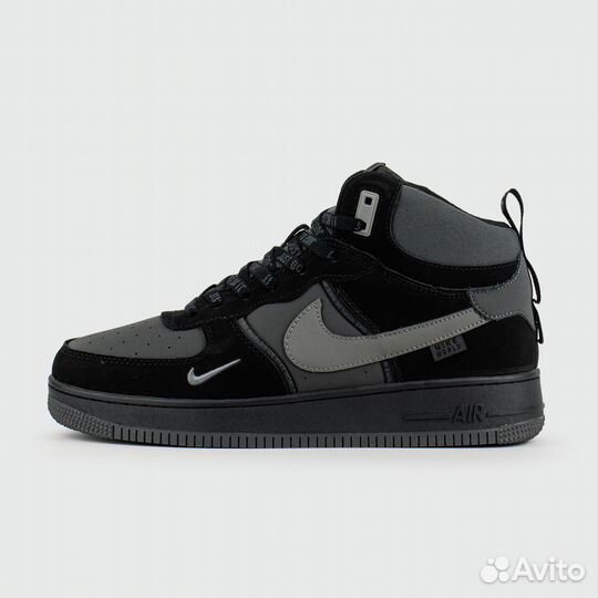 Кроссовки Nike Air Force 1 Mid Black / Grey with F
