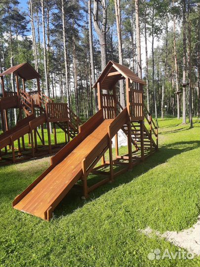 Зимняя горка, деревянная горка