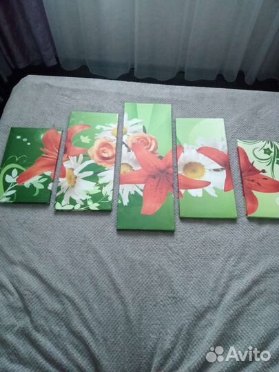 Продам картину из 5 рамок на холсте