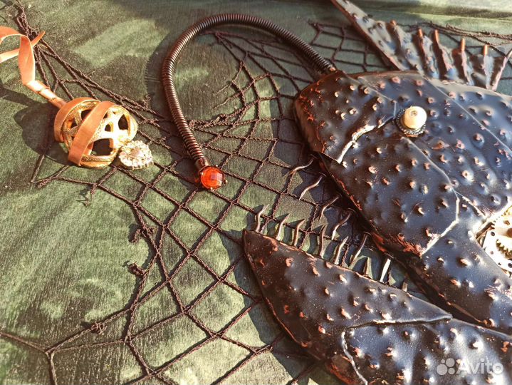 Панно коллаж Морской черт. Рыба Удильщик