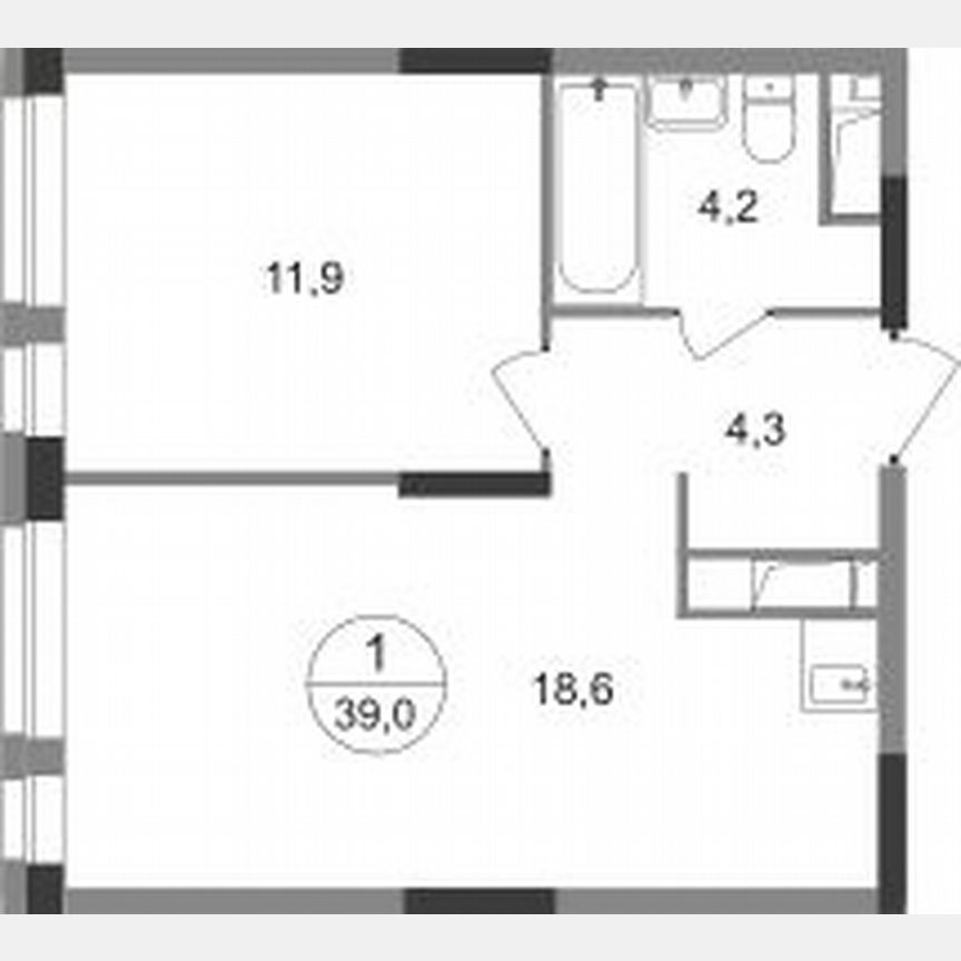 1-к. квартира, 39 м², 9/19 эт.