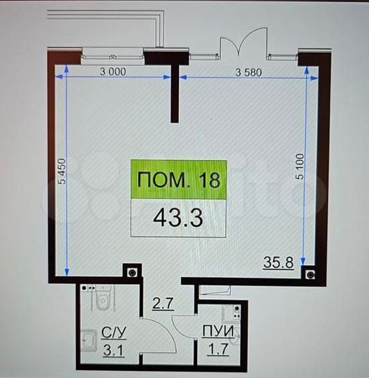 Торговая площадь, 43.7 м²