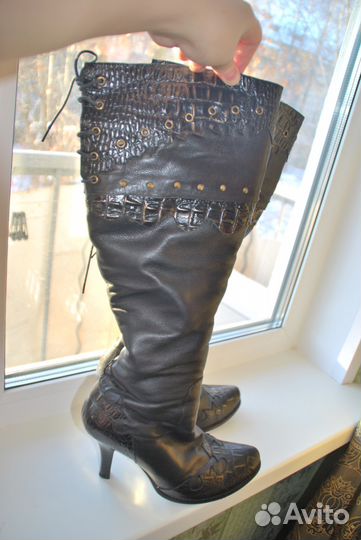 Высокие зимние кожаные сапоги 40р