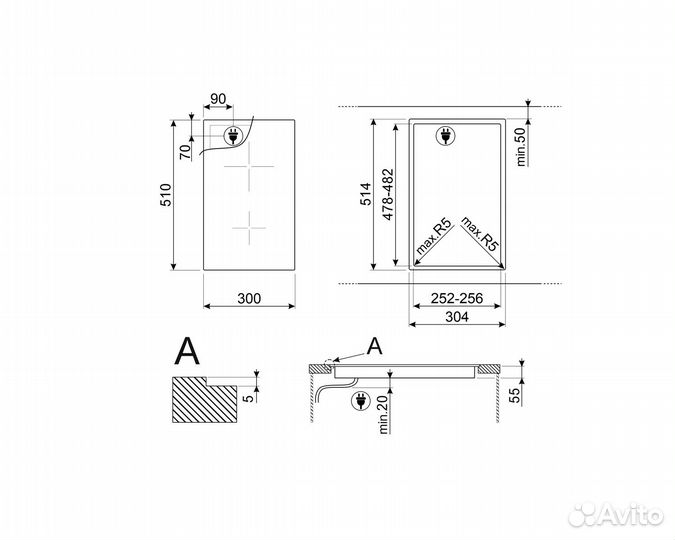 Индукционная варочная поверхность (домино) Smeg SI2321D