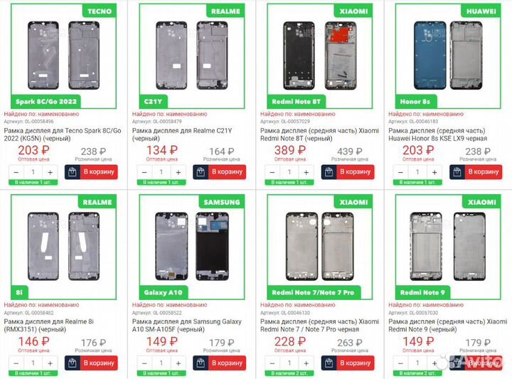 Рамка дисплея (средняя часть)