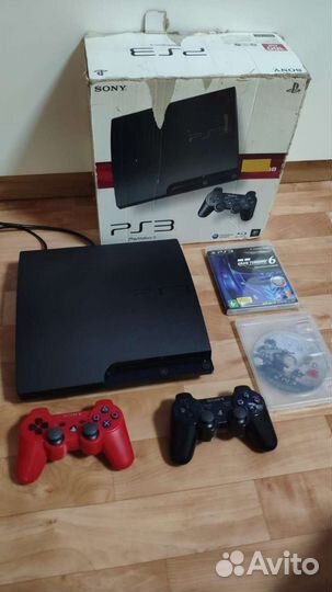 Sony PS3 Slim 500Gb, 2 геймпада +40 игр