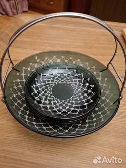 Конфетница цветное стекло СССР